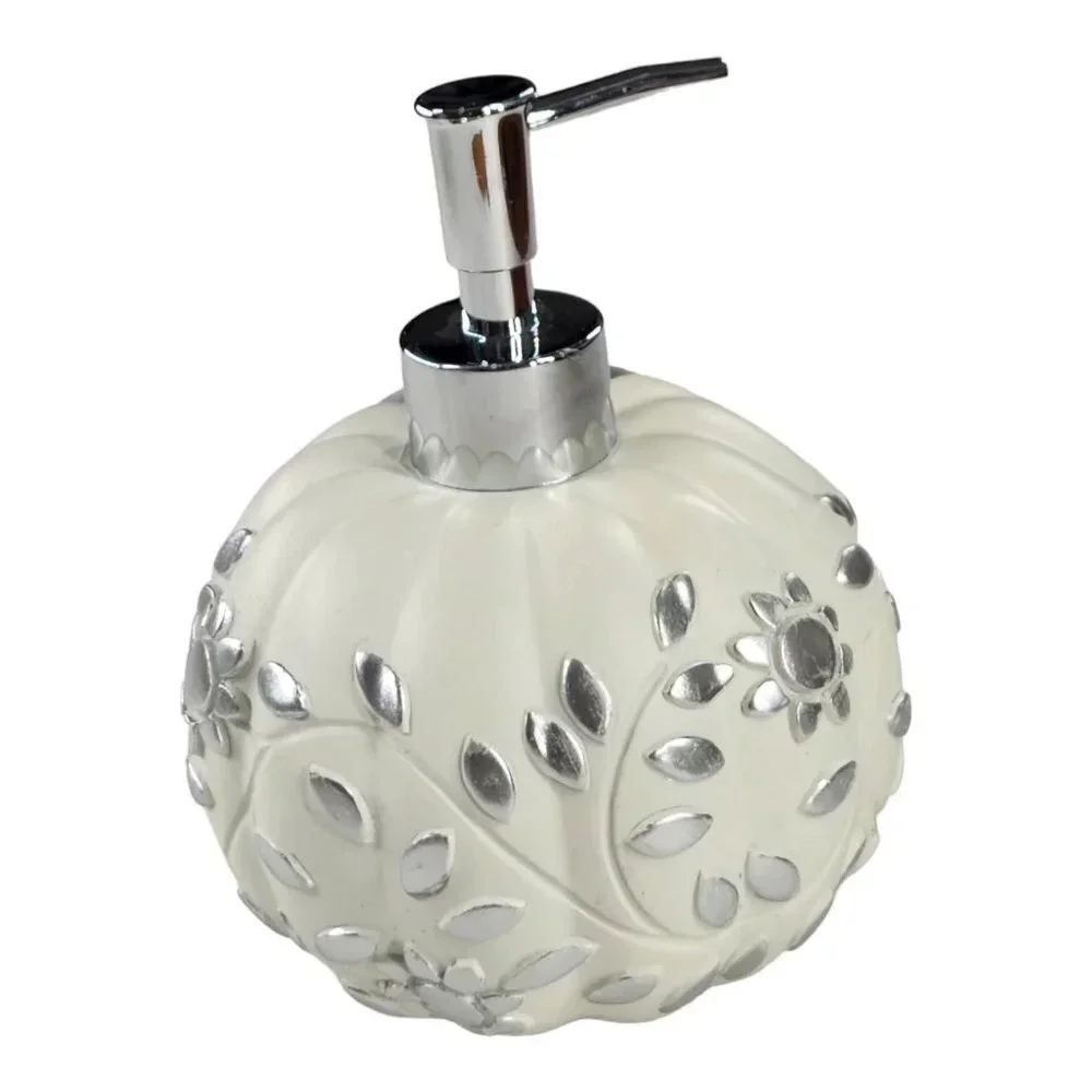 Glam Silver Leaf Pumpkin Shape Soap Dispenser Lotion Pump
